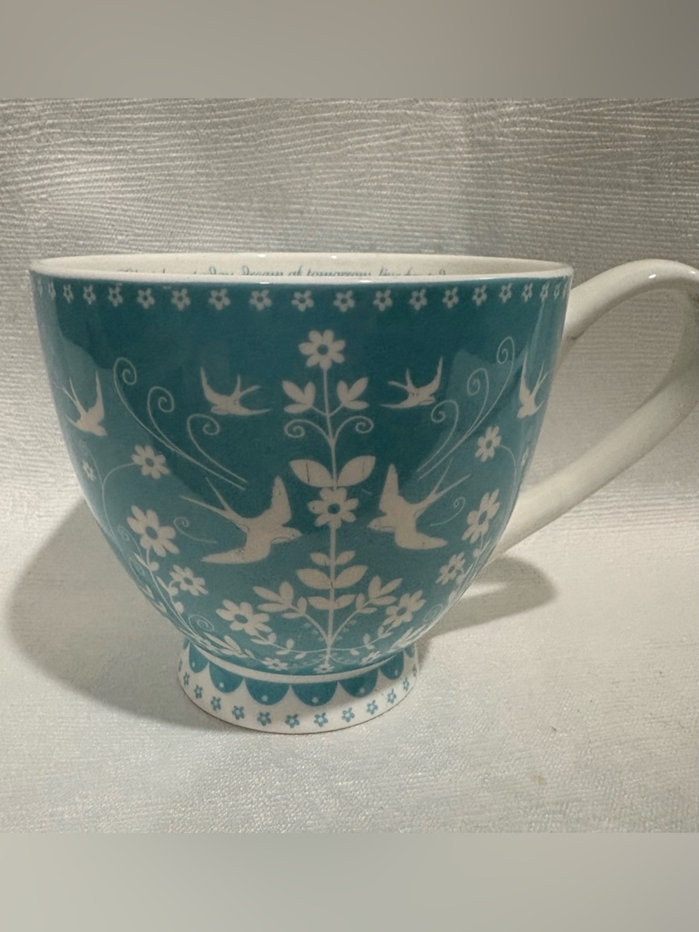 Portobello by inspire Teal Floral Bird Ceramic Mug